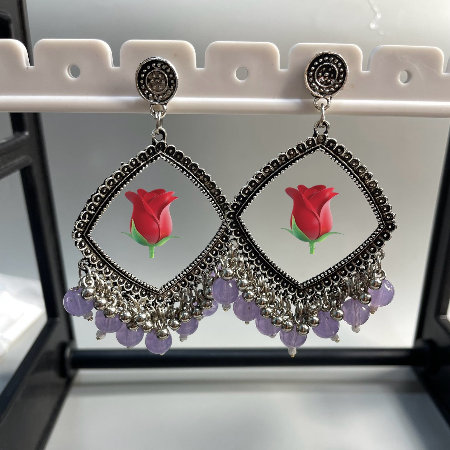 Beaded jhumkas for flower preservation