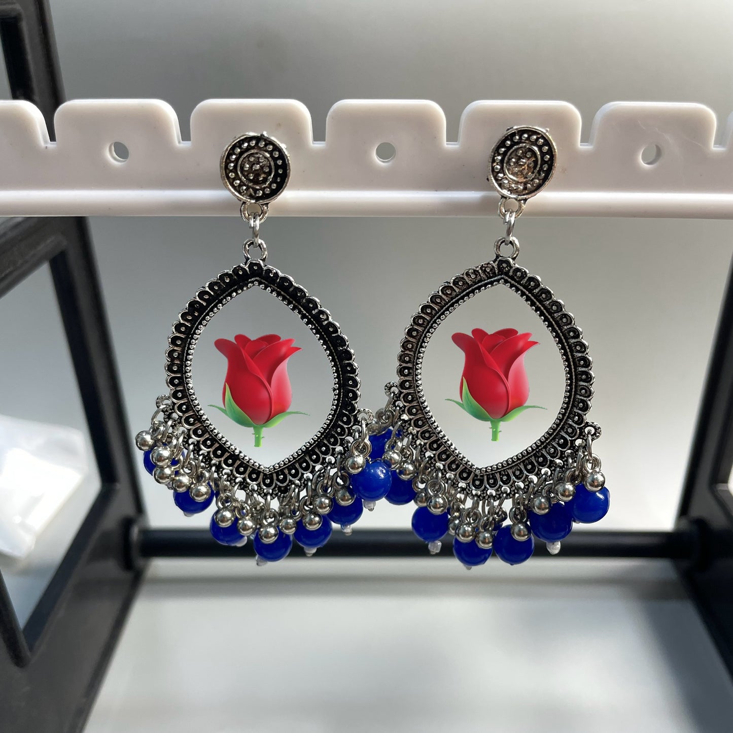 Beaded jhumkas for flower preservation