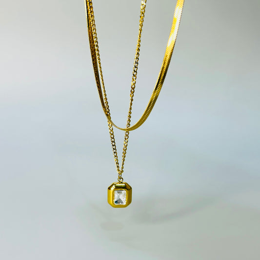 Layered hexa necklace